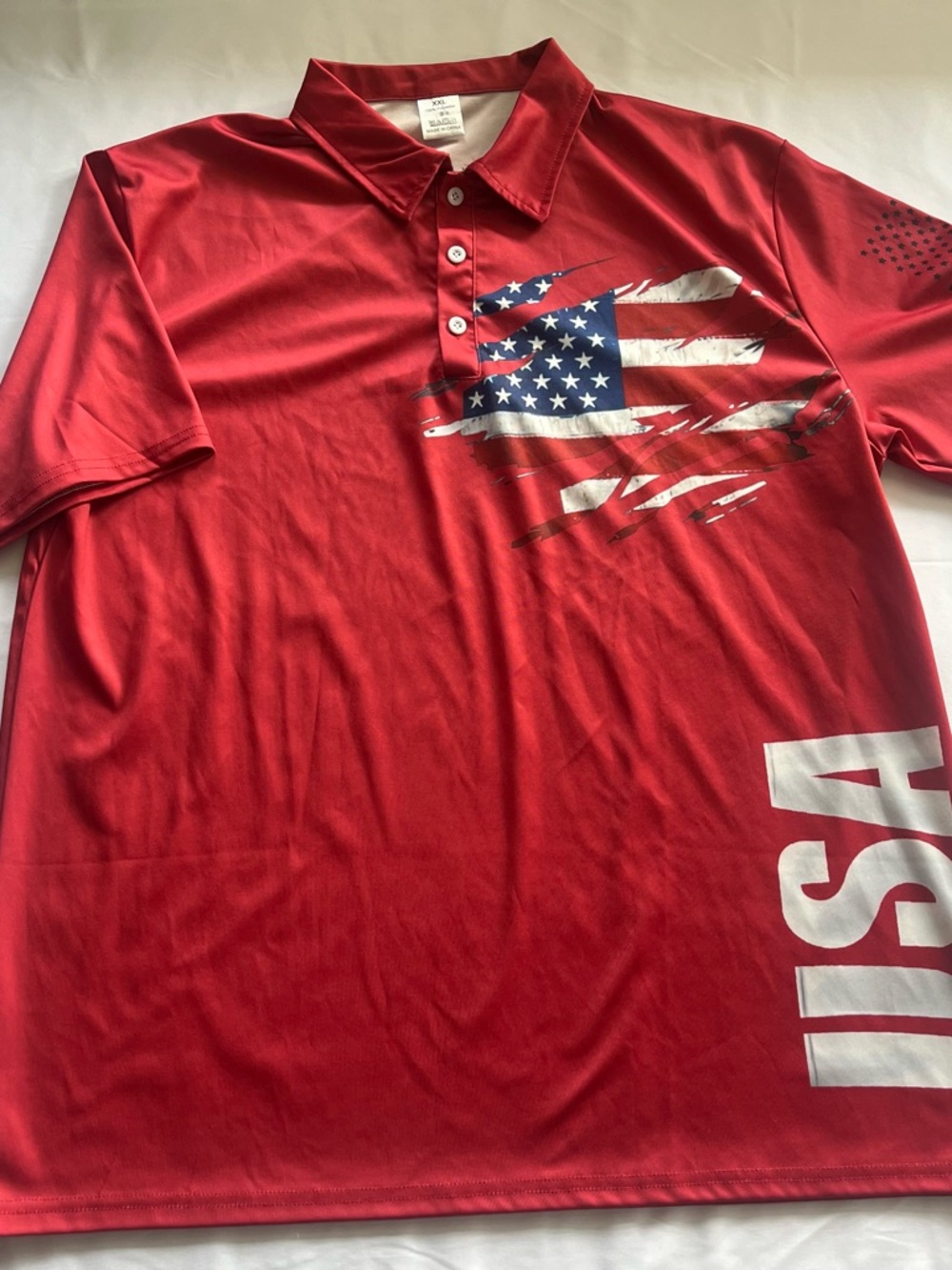 Red USA Graphic Polo Shirt - Short Sleeve Patriotic Polo